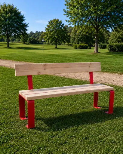 [G-BA009] Quadra - Banc robuste 150 cm - Acier et bois massif - Avec dossier